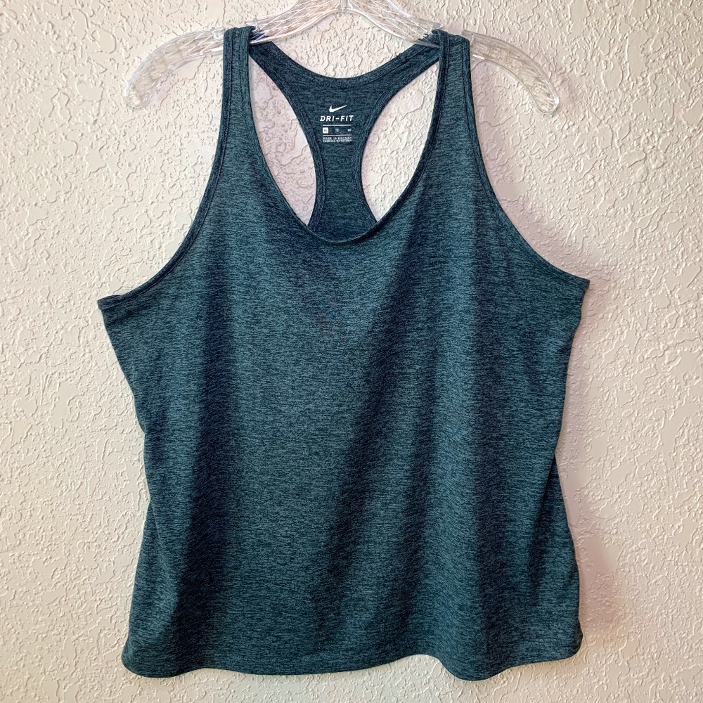 Nike Dri-Fit Gray Black Yoga Workout Running Training Racerback Top Wome…
